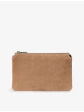 Whistles suede clutch bag with gold-tone hardware (British brand)