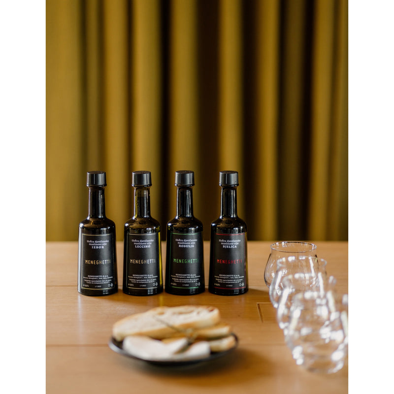 Meneghetti Leccino extra virgin olive oil 250ml, UK version