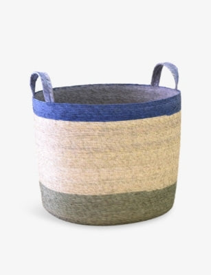 Makaua Tambo colour-block woven basket 30cm (British brand)