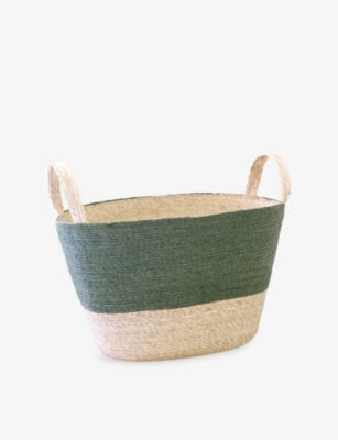 Makaua colour-block woven floor basket 48cm - British product