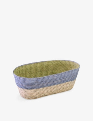 Makaua woven basket colour-block oval 25cm (British brand)