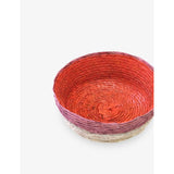 Makaua round handmade palm basket with colour-block design - British product