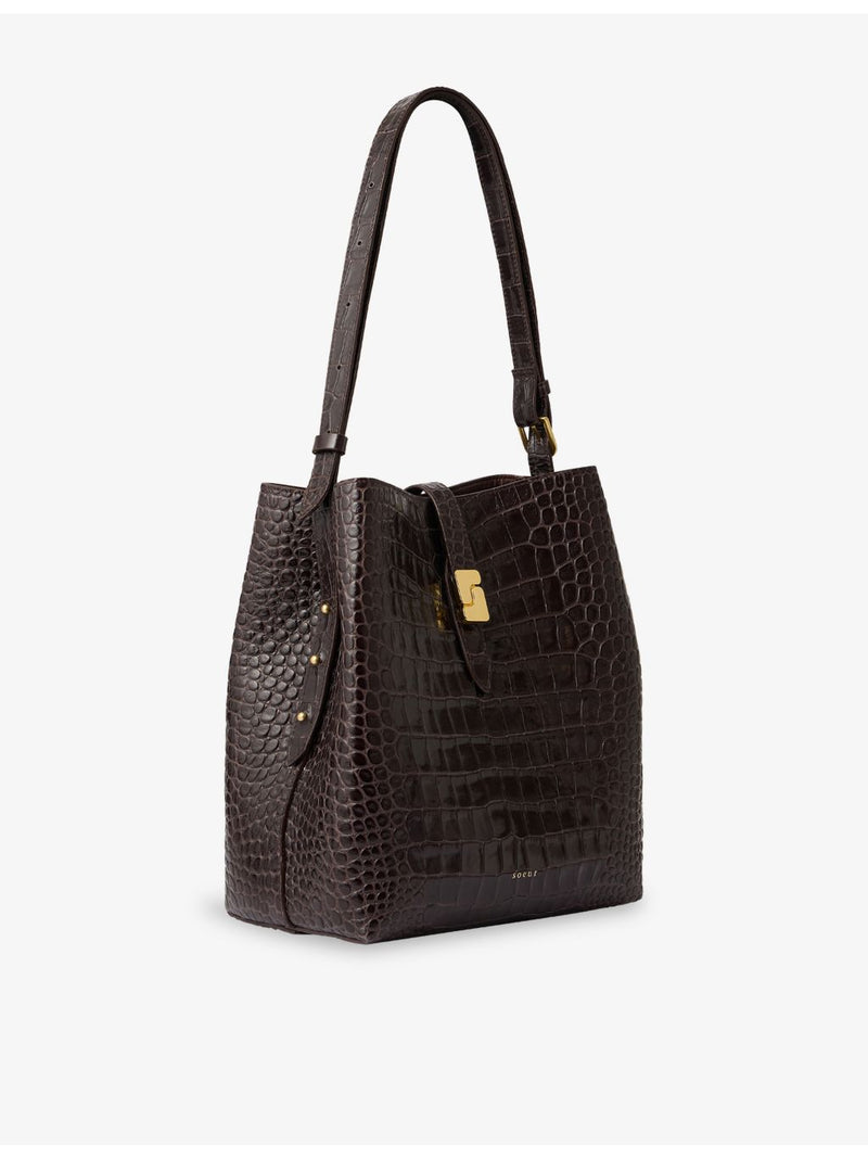 Soeur Bello shoulder bag with crocodile embossed leather - British product