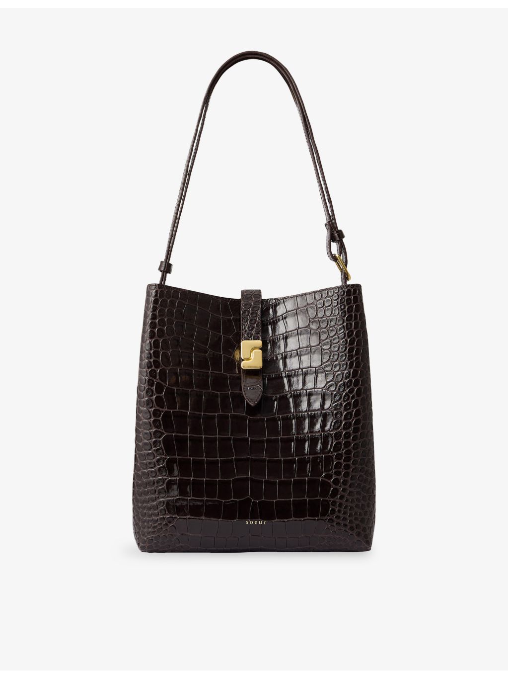 Soeur Bello shoulder bag with crocodile embossed leather - British product