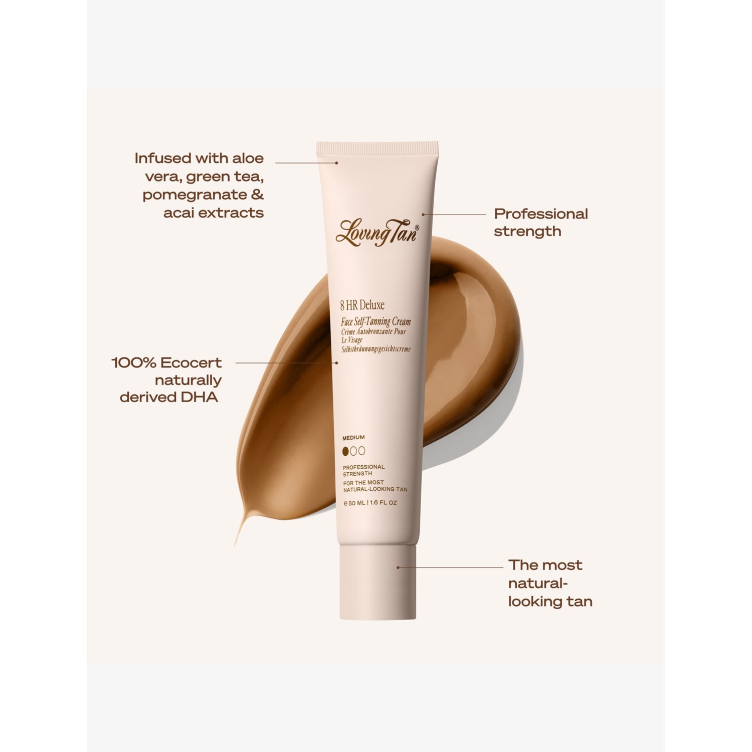 Loving Tan Deluxe face self-tanning cream 50ml, imported from the UK