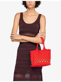 Sandro crochet tote bag with stud embellishments, imported from the UK