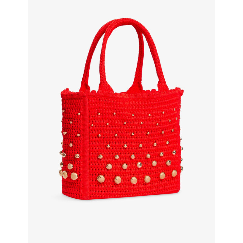 Sandro crochet tote bag with stud embellishments, imported from the UK