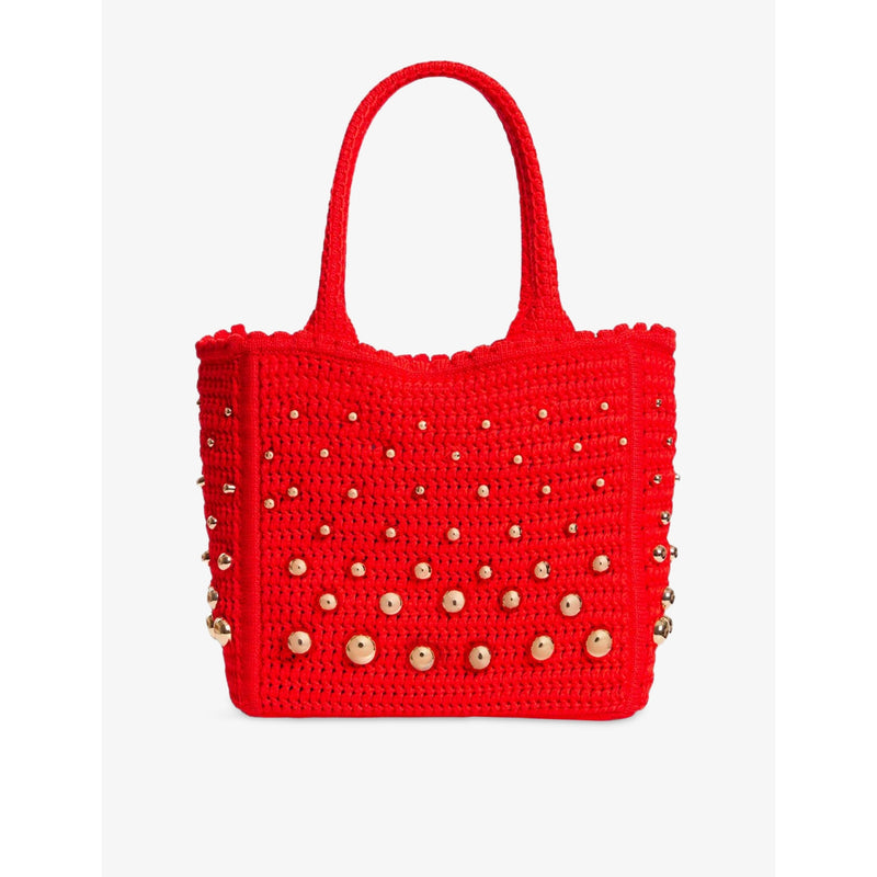 Sandro crochet tote bag with stud embellishments, imported from the UK