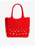 Sandro crochet tote bag with stud embellishments, imported from the UK
