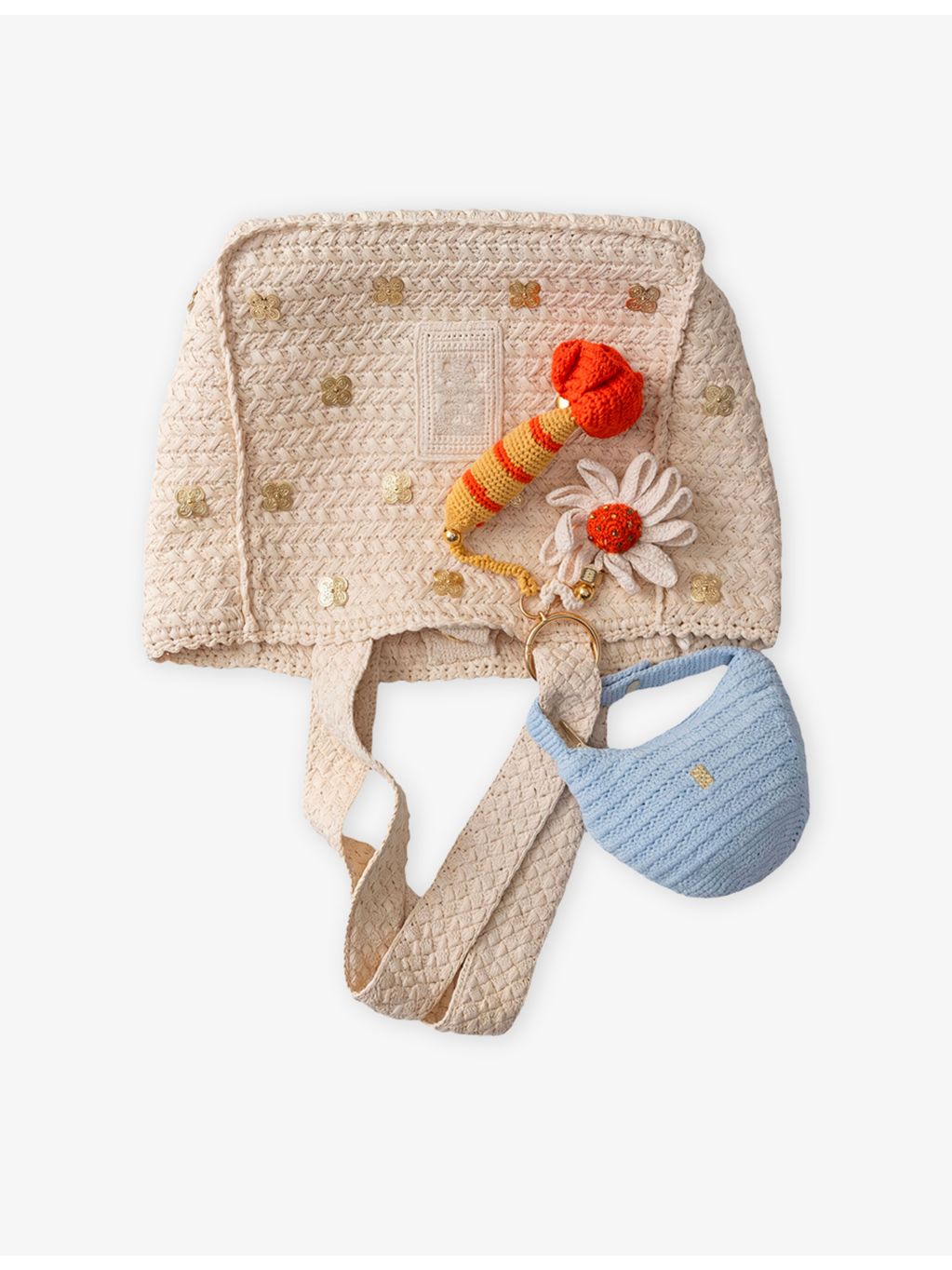 Sandro crochet keyring fish motif two-tone design, UK version
