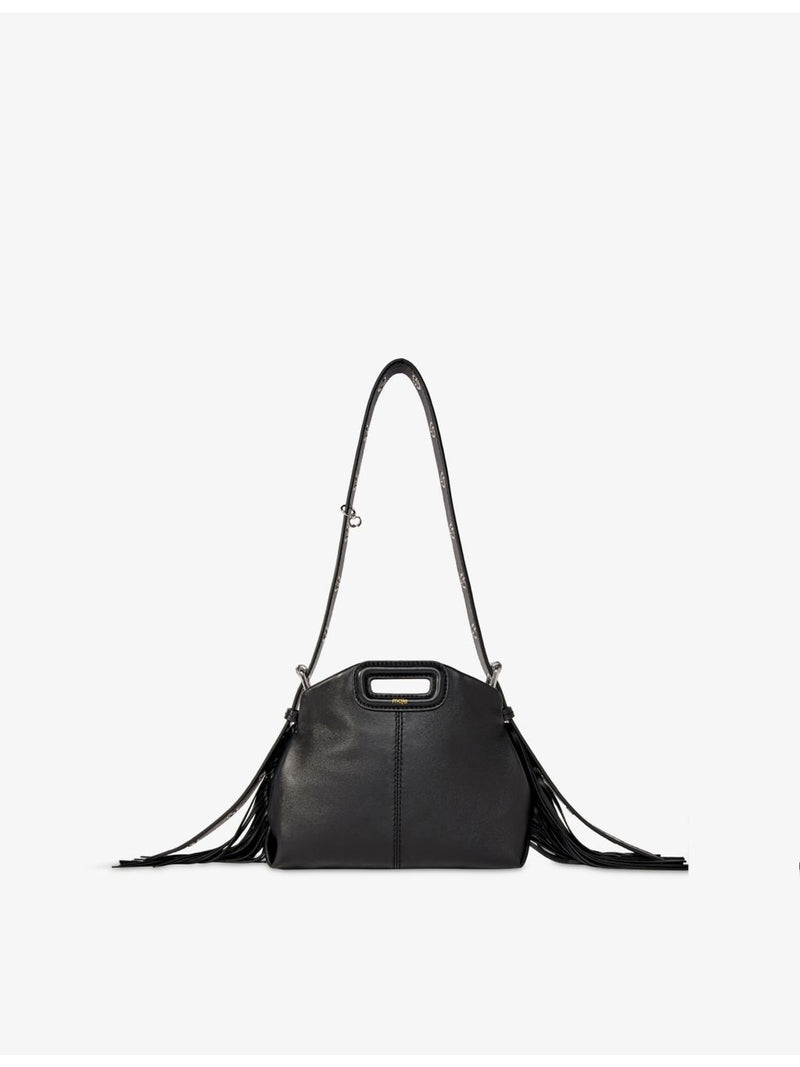 Maje Miss M mini leather shoulder bag with fringe (British brand)