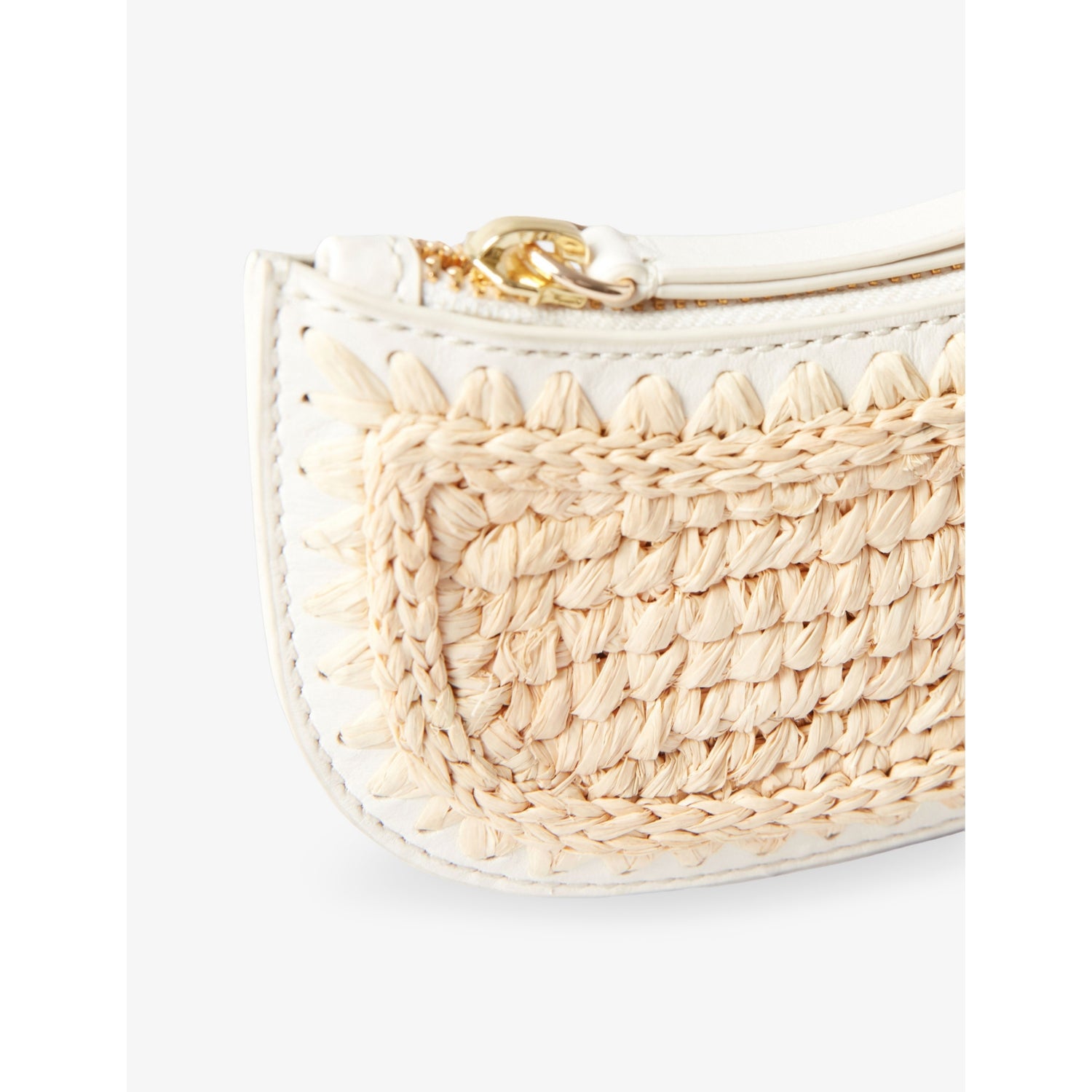 Claudie Pierlot curved raffia purse with leather trim, imported from the UK