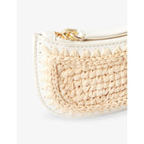 Claudie Pierlot curved raffia purse with leather trim, imported from the UK