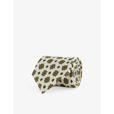 selfridges Dunhill Scatter Medallion-Print Silk Tie- Buy online at McGrocer