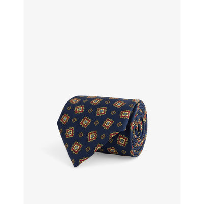 selfridges Dunhill Scattered Medallion-Print Silk Tie- Buy online at McGrocer