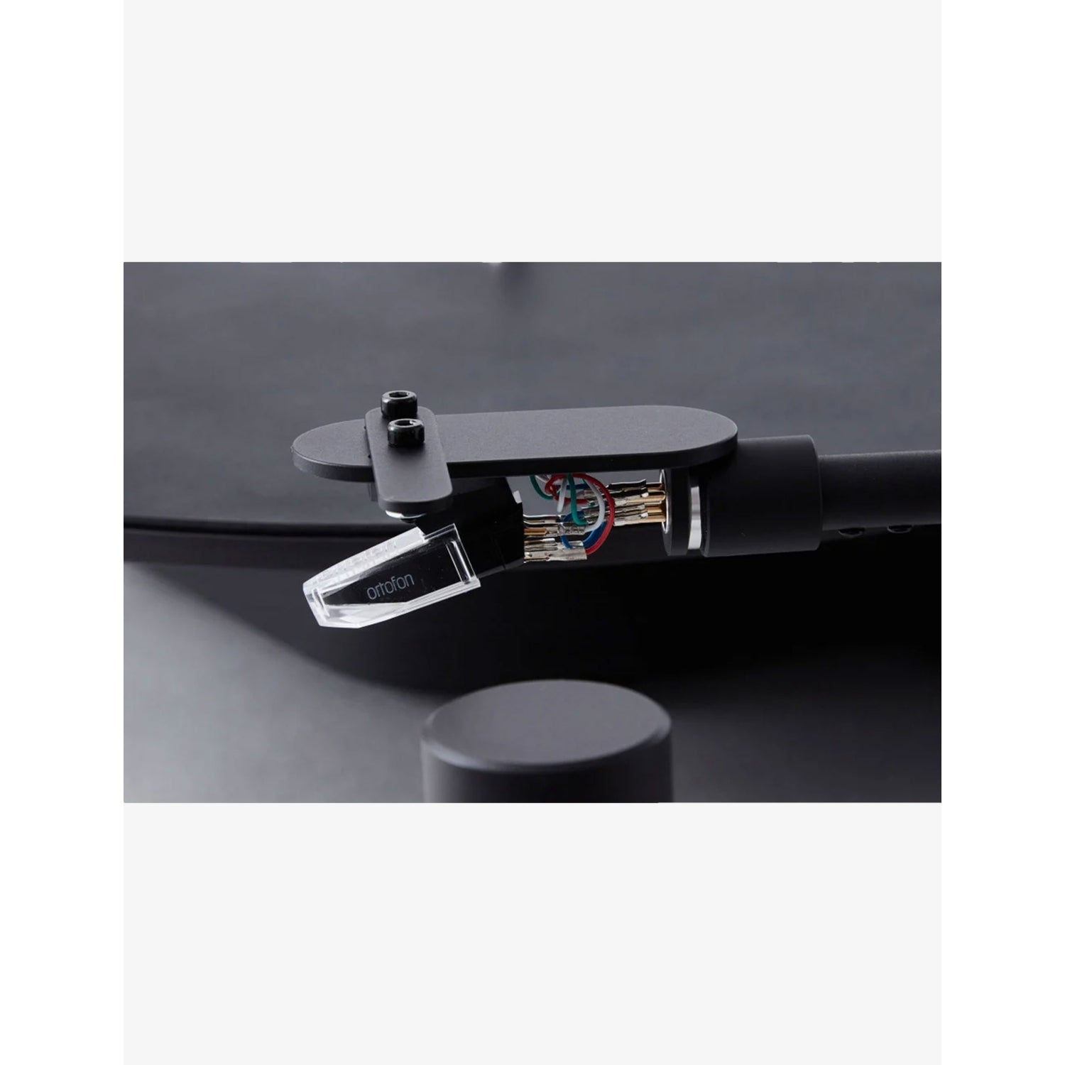 Transparent turntable record player with glass and aluminium design, UK version