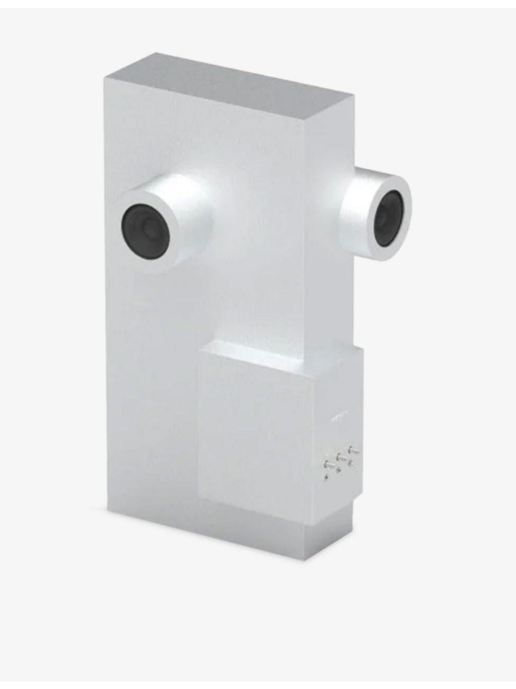 Transparent Brutalist sculpture speaker in recycled aluminium (British brand)
