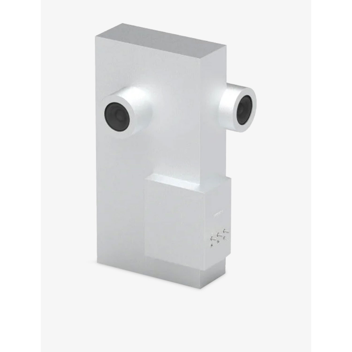 Transparent Brutalist sculpture speaker in recycled aluminium (British brand)