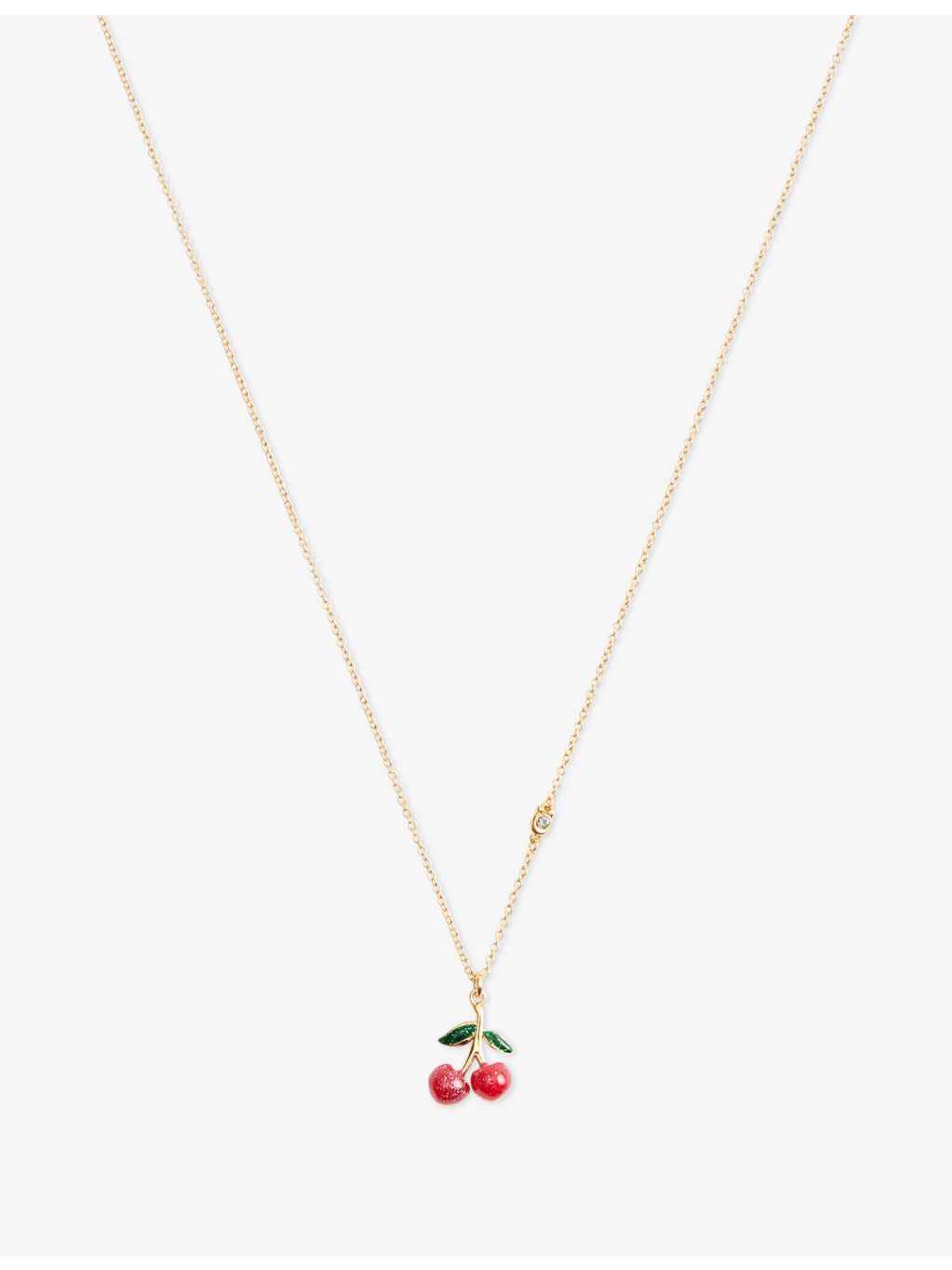 Coach cherry gold-plated brass and enamel pendant necklace, imported from the UK