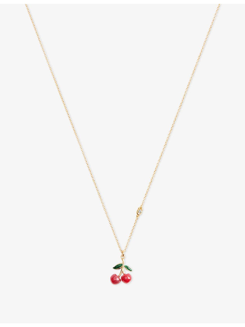 Coach cherry gold-plated brass and enamel pendant necklace, imported from the UK