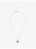 Coach cherry gold-plated brass and enamel pendant necklace, imported from the UK