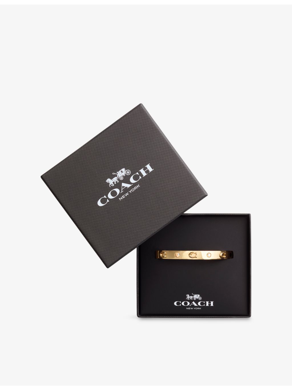 Coach gold-plated brass bangle with crystals, imported from the UK