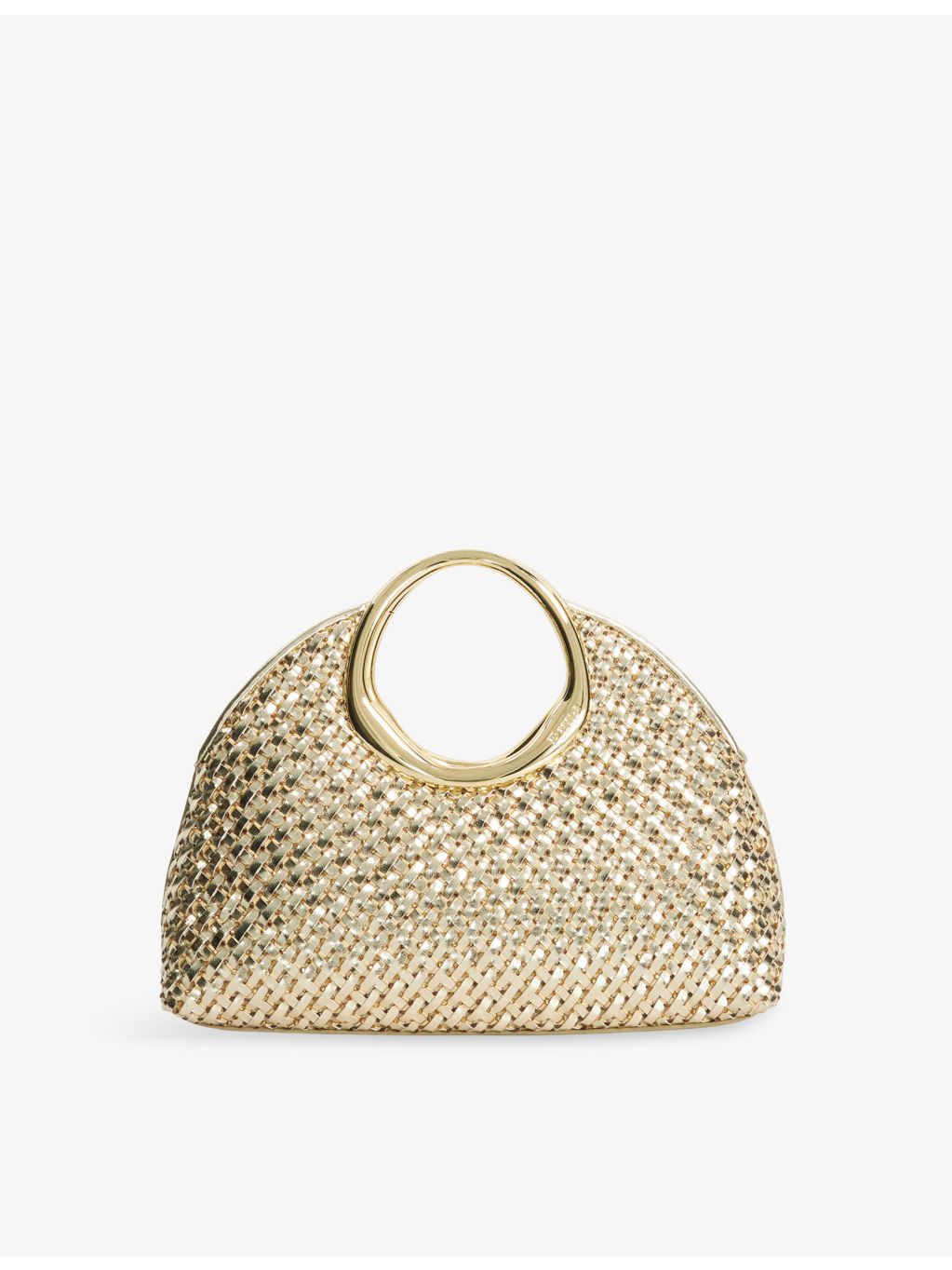 Dune metallic faux-leather clutch bag with cross-body strap, imported from the UK