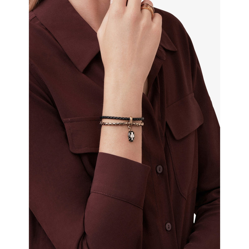 Bvlgari Serpenti Forever leather bracelet with gold-plated brass, imported from the UK