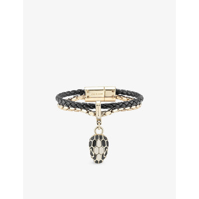 selfridges Bvlgari Serpenti Forever Leather and Gold-Plated Brass Bracelet 16.5cm- Buy online at McGrocer