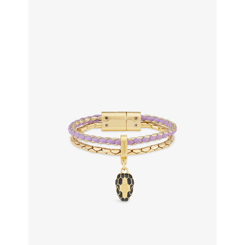 Bvlgari Serpenti Forever Leather and Gold-Plated Brass Bracelet