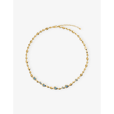 selfridges Monica Vinader Odyssey Gemstone Pebbled 18ct Yellow Gold Vermeil and Aquamarine Necklace 46cm- Buy online at McGrocer