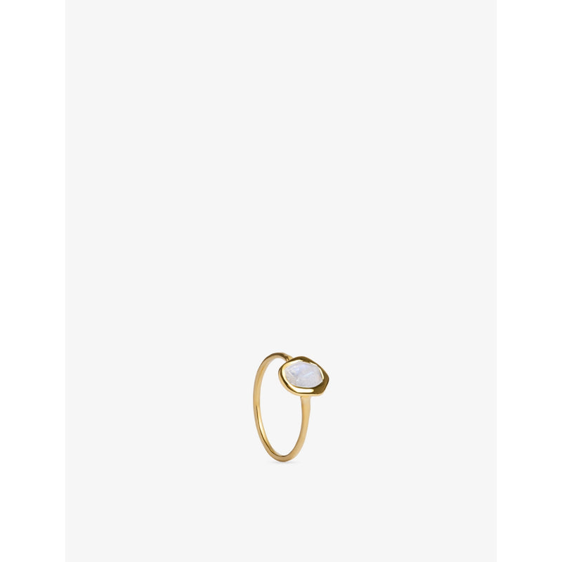 Odyssey 18ct Yellow Gold-Plated Vermeil Sterling-Silver Moonstone Ring - K