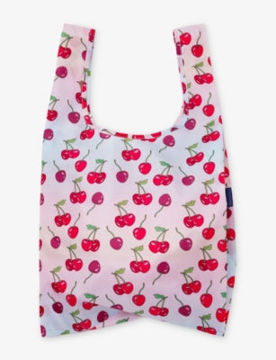 BAGGU cherry-print woven tote bag, imported from the UK