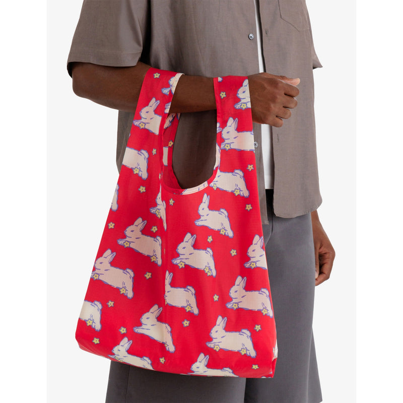 BAGGU woven tote bag with bunny print (British brand)