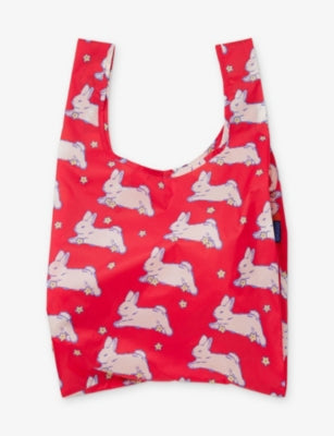 BAGGU woven tote bag with bunny print (British brand)