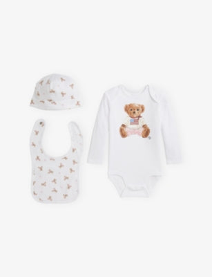 Polo Ralph Lauren Baby Bear-Print Three-Piece Cotton Gift Box Set