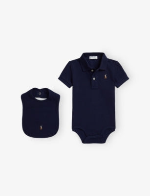 Polo Ralph Lauren Polo Pony Cotton Romper and Bib Gift Box Set