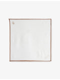 Corneliani linen pocket square stripe-trim 33cm, imported from the UK