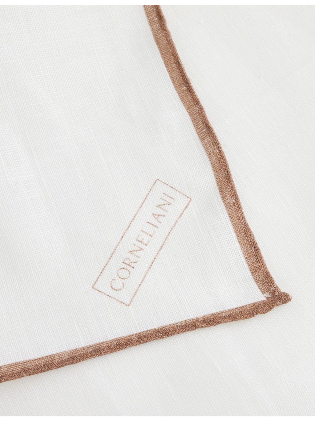 Corneliani linen pocket square stripe-trim 33cm, imported from the UK