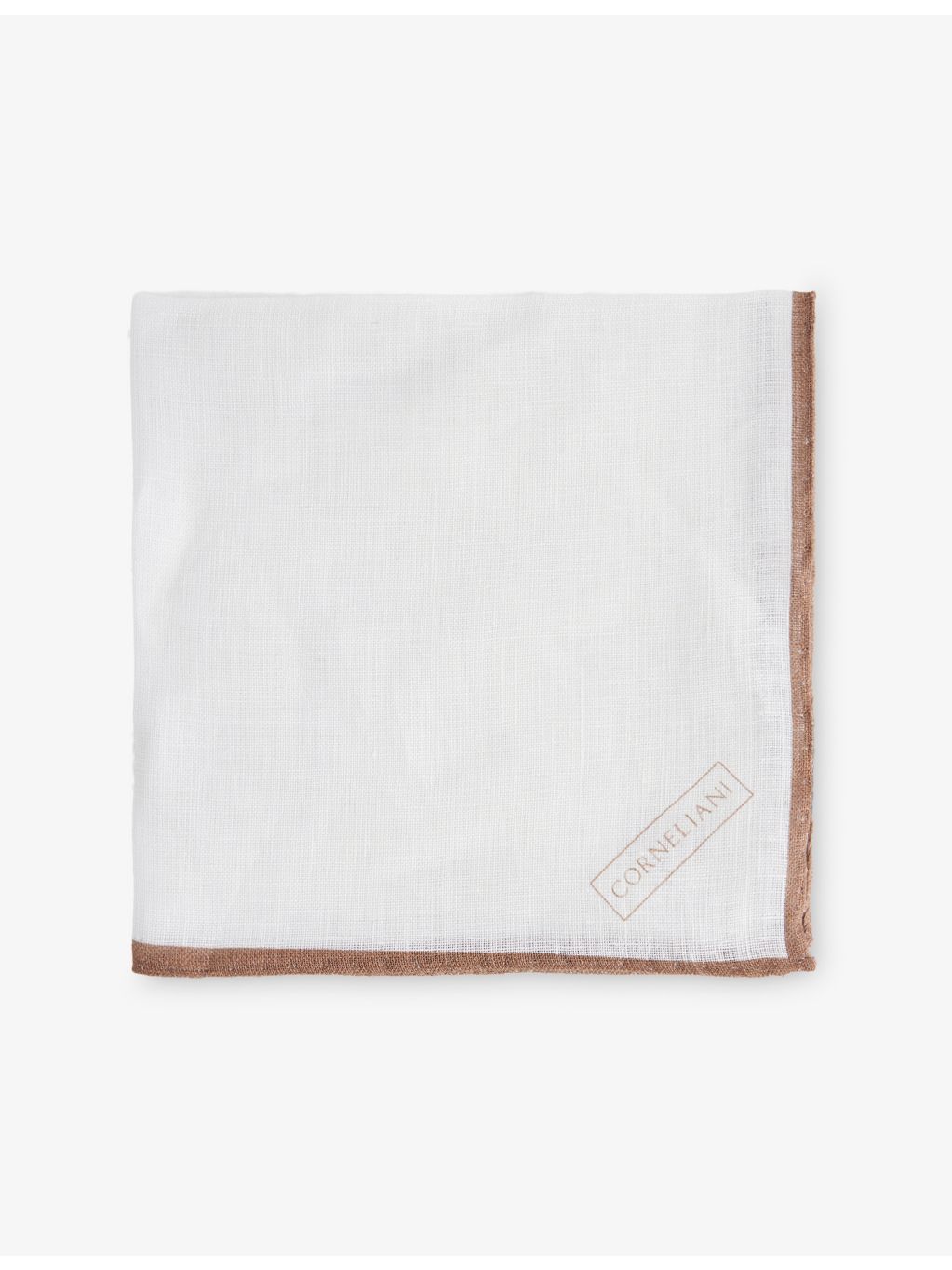 Corneliani linen pocket square stripe-trim 33cm, imported from the UK