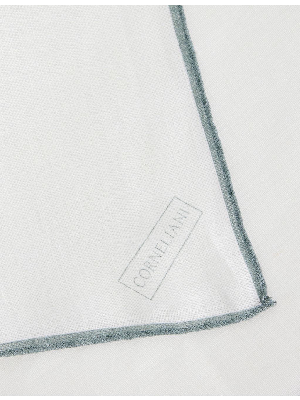 Corneliani striped-trim linen pocket square 33cm, imported from the UK
