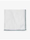 Corneliani striped-trim linen pocket square 33cm, imported from the UK
