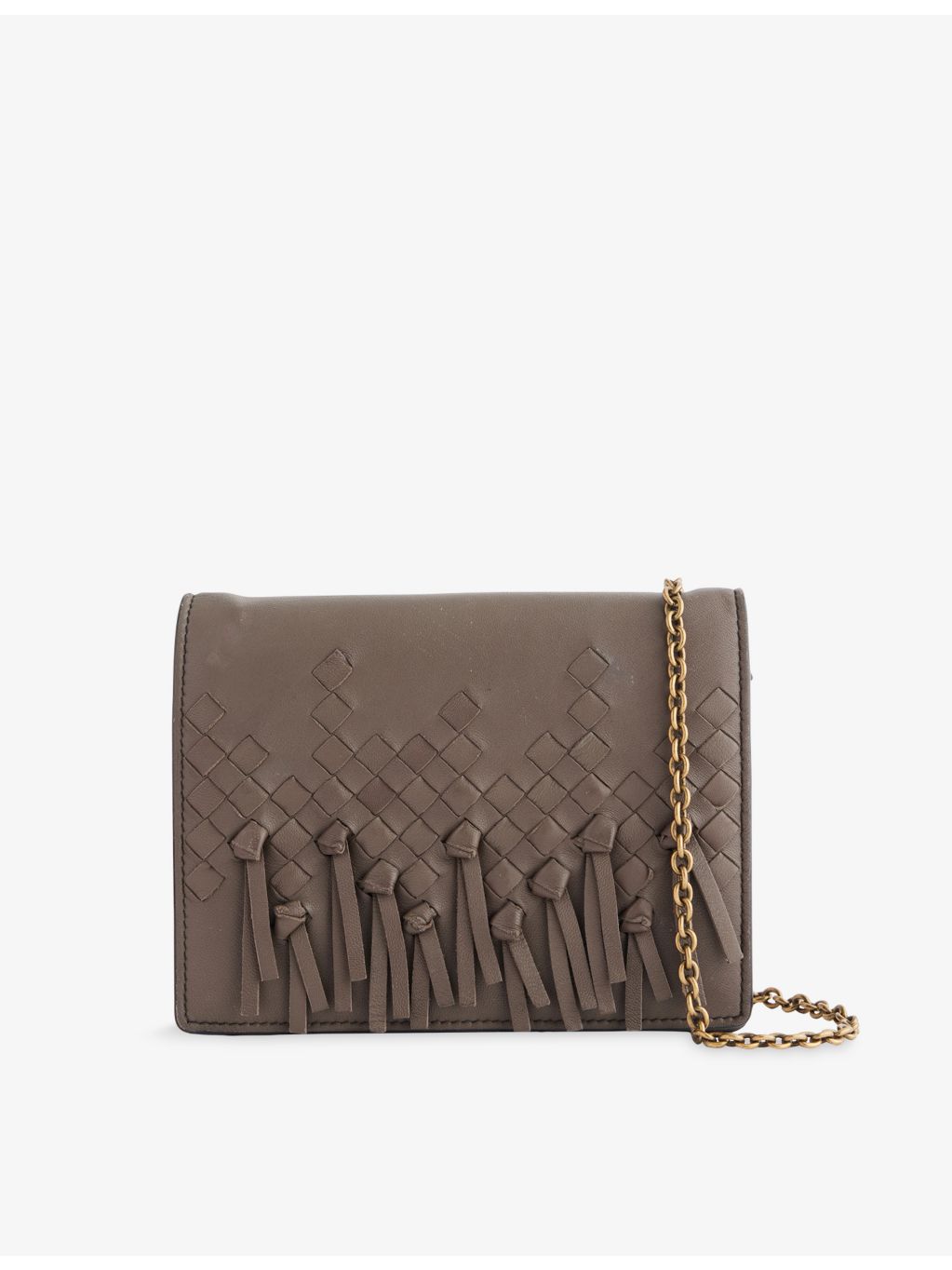 Bottega Veneta Intrecciato fringe leather wallet-on-chain, imported from the UK