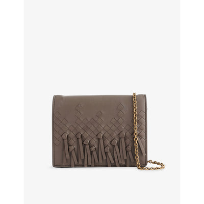 selfridges Bottega Veneta Pre-Loved Intrecciato Fringe Leather Wallet-on-Chain- Buy online at McGrocer