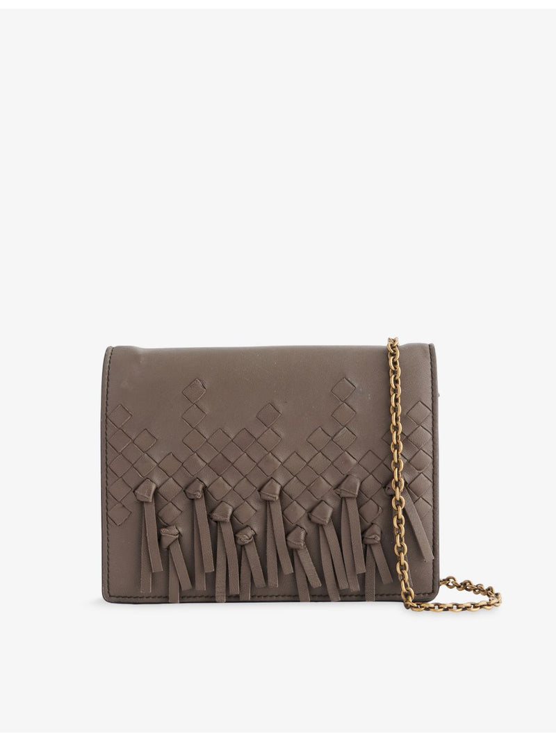 Bottega Veneta Intrecciato fringe leather wallet-on-chain, imported from the UK
