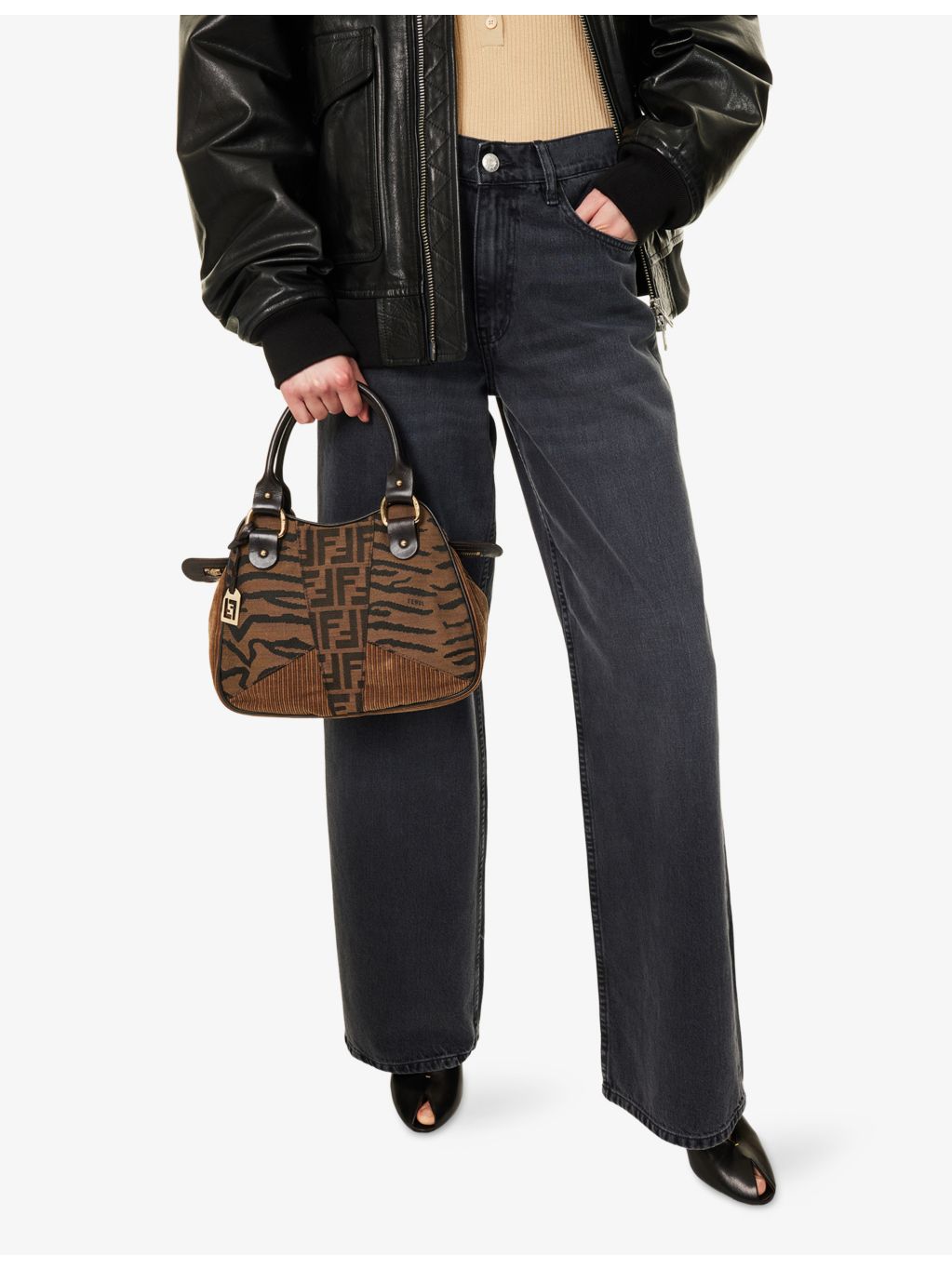 Fendi Zucca zebra print canvas top-handle bag - British product