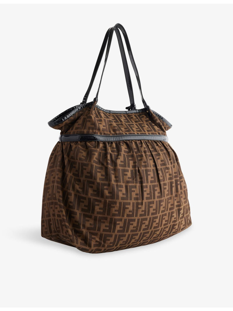 Fendi Zucca canvas tote bag with leather trim, pre-loved - British product