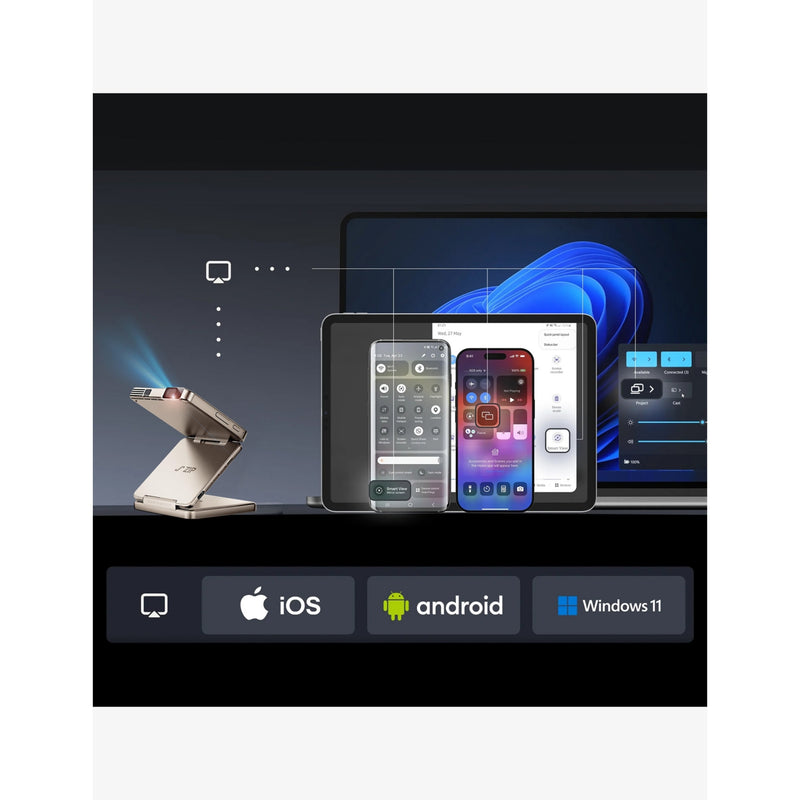 Aurzen Zip Tri-Fold Mini Projector portable, UK version