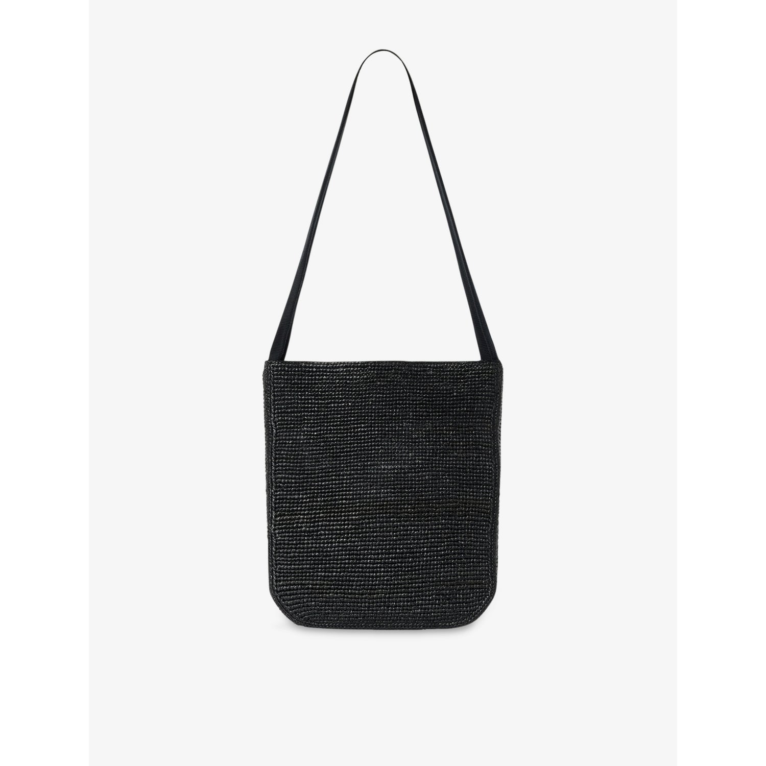 Lori Raffia Shoulder Bag - BLACK