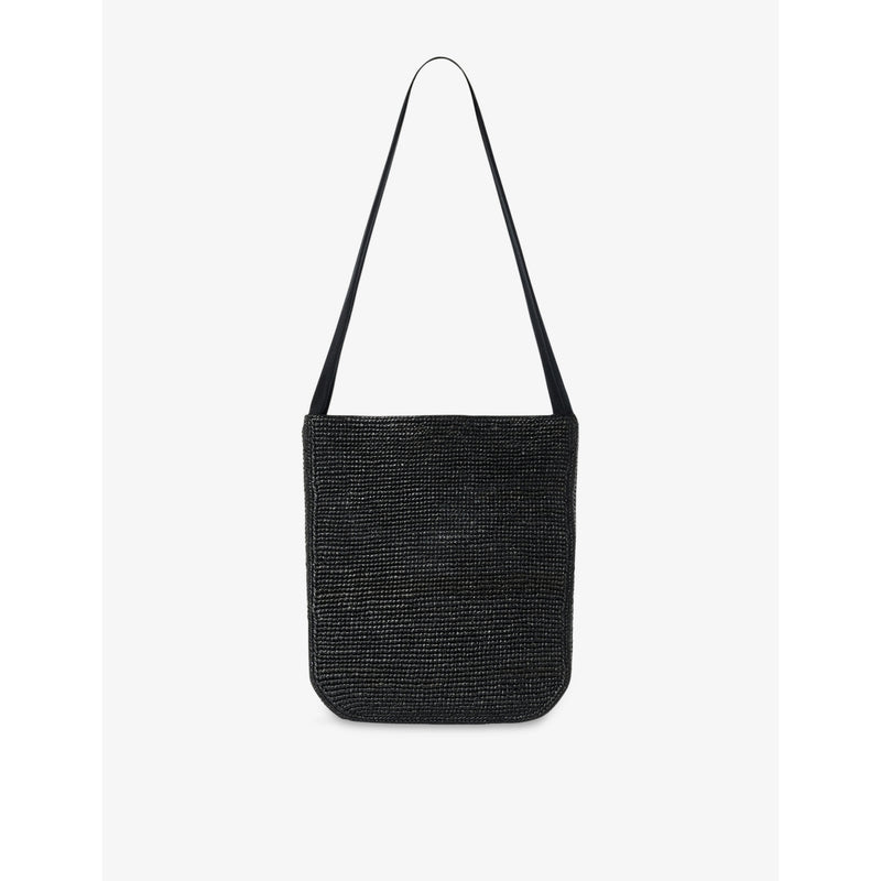 Lori Raffia Shoulder Bag - BLACK